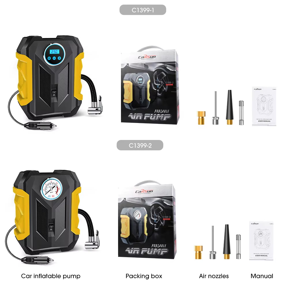 Portable Car Air Compressor Digital Tire Inflator Pump Travel Emergency LED Light Tire Air Pump Compressor for Car